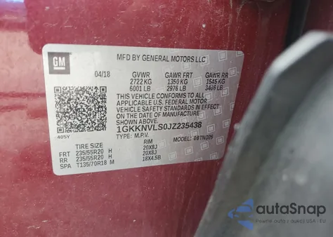 2018 GMC Acadia All Terrain from USA, damaged, VIN 1GKKNVLS0JZ235438